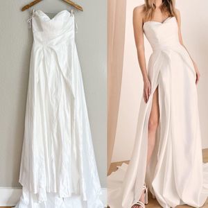 Lifetime of Love White Satin Strapless A-Line Gown 4 NWOT